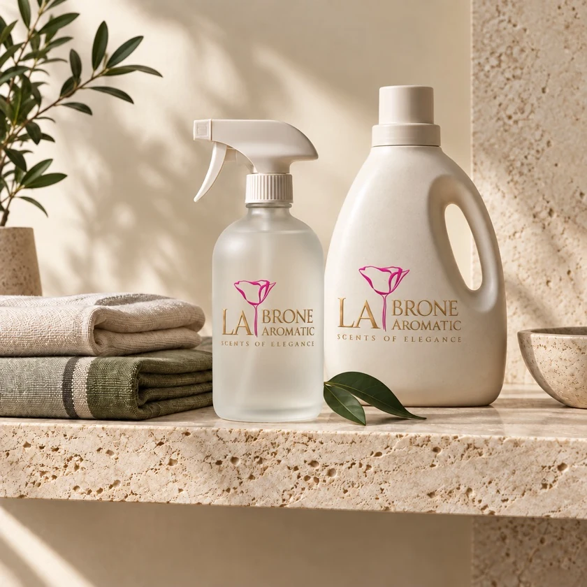 Illustrative home care products with the La Brone logo